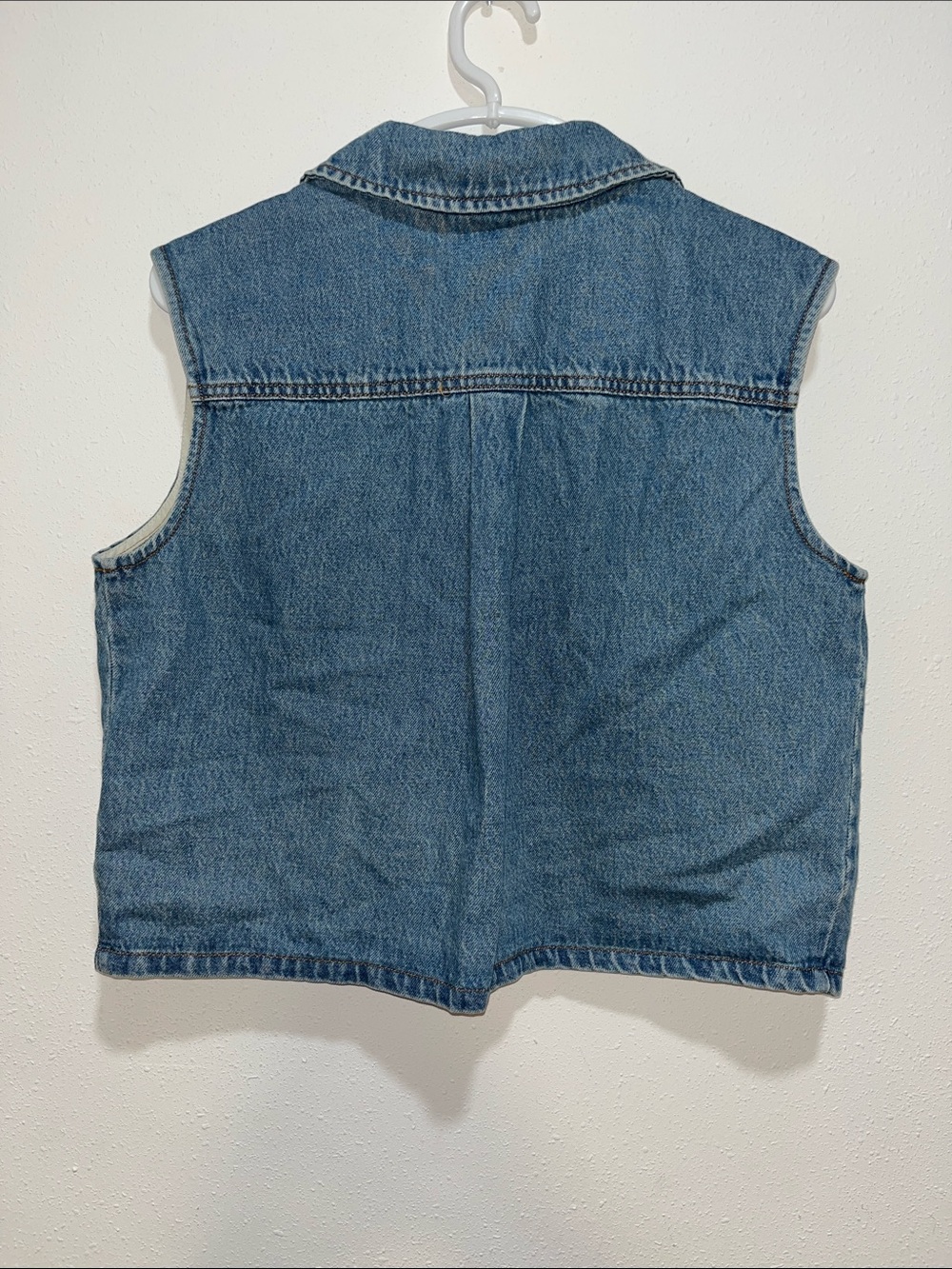Cropped Light Blue Denim  Sleeveless Button-Front Tank size M - Picture 3 of 6